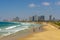 The beach and the Mediterranean seafront. View Tel Aviv