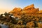 The beach megalith sunrise