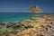 Beach of Monemvasia with a view at rock peninsula