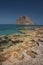 Beach of Monemvasia with a view at rock peninsula