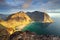 Beach with mountain in Norway, Kvalvika - Lofoten