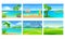 Beach and Mountain Scenes and Landscapes Vector Set