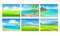 Beach and Mountain Scenes and Landscapes Vector Set