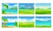 Beach and Mountain Scenes and Landscapes Vector Set