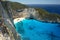 beach Navagio in Zakynthos, Greece