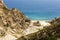 Beach near abandoned sulphur mines, Milos island, Cyclades, Greece
