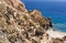 Beach near abandoned sulphur mines, Milos island, Cyclades, Greece