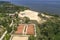 A beach near the city in springtime. Aerial view