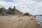 The beach near the Peter and Paul Fortress cloudy day. St. Petersburg