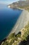 The beach of Nonza, Corsica, from above.