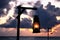 Beach Oil Lamp Lighting and Pacific Ocean at Dusk in Maldives Island