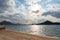 The beach of Okunoshima ( Rabbit Island ) in the Seto Inland Sea. Hiroshima prefecture, Japan.