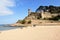 Beach and old town of the village of Tossa de Mar, Girona province, Catalonia, Spain