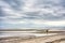 Beach Overcast Cloudy Low Tide, Human Couple