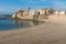 beach overlooking Antibes, Cote d`Azur, France