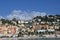 Beach with palm trees in Menton France summer