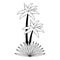 Beach palms trees with leaves cartoon in black and white