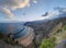 Beach panorama - Ocean, sand, blue sky - aerial