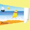 Beach paradise with tearing paper vector illustration