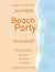 Beach party poster template. Top view on beach sand, seashells and sea waves. Template for banner, flyer, invitation and