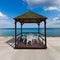 Beach pavilion with sky