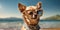 Beach Paws-itivity Cute Chihuahua with Funny Expression on the Beach. Generative AI