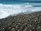 Beach with pebbles on the Black sea. Beautiful beaches pebbles near the Black Sea in Abkhazia