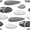 Beach pebbles seamless pattern. Various shapes grey color. Modern illustration in vector. Different shapes and textures