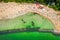 Beach with people on Baltic Sea, Darlowko, aerial view