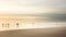 Beach with people motion blur view long exposure, created with Generative AI technology