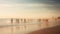 Beach with people motion blur view long exposure, created with Generative AI technology