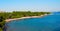 Beach with pines in Vodice, Croatia.