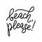 Beach, please text quote. Printable graphic tee. Design for print. Vector illustration. Black and white. Monoline style.