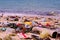 Beach pollution â€” trash of plastics, bottles, other wastes, wa