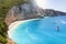 The beach of Port Katsiki during summer time with turquoise shining ocean