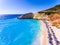 The beach Porto Katsiki one of the main tourist attraction in Le