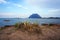 Beach in Porto San Paolo, Sardinia, Italy. View to Tavolara island