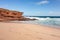 Beach in Pot Alley in Kalbarri National Park in Western Australia with beautiful rocky shore in early morning