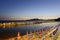 Beach resort on Tigullio gulf at dusk, Chiavari, Italy