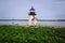 Beach Roses by Natucket Island Lighthouse Guiding Fishing Boat