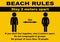 Beach rules, stay 2 meters apart, vector banner