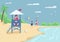 Beach safety and active leisure flat color vector illustration