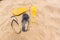 Beach Sand Feet Slippers Black Yellow