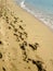 Beach sand and footprints