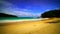 Beach, sand and sea waves crashing on the shore