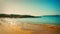 Beach, sand and sea waves crashing on the shore