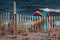 Beach scene with colorful umbrellas