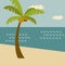 Beach  scene. Retro summer holiday poster