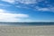 Beach scene at the Spanish seaside resort of Lo Pagan, on the Mar Menor, Murcia