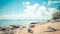 Beach and sea with blue sky and reef rock beach